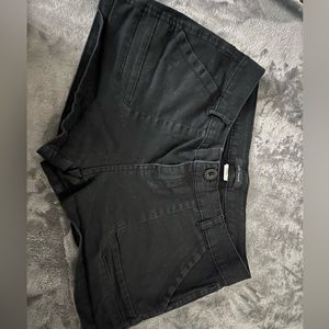 Cotton Spandex Black Button Shorts